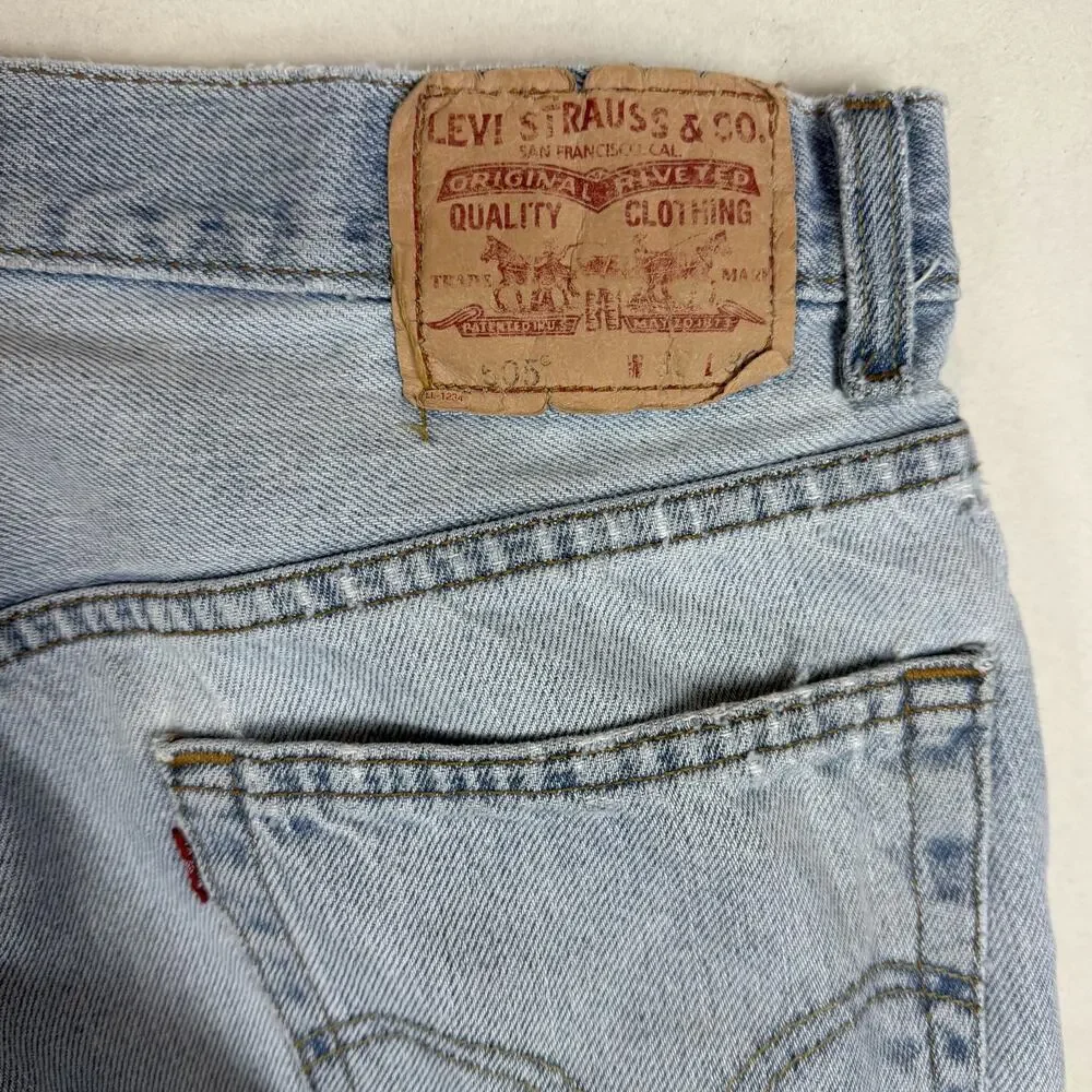 Levi's 505 Jeans Men 34x29 Blue Denim Stonewash Regular Fit Straight Leg Zip Fly